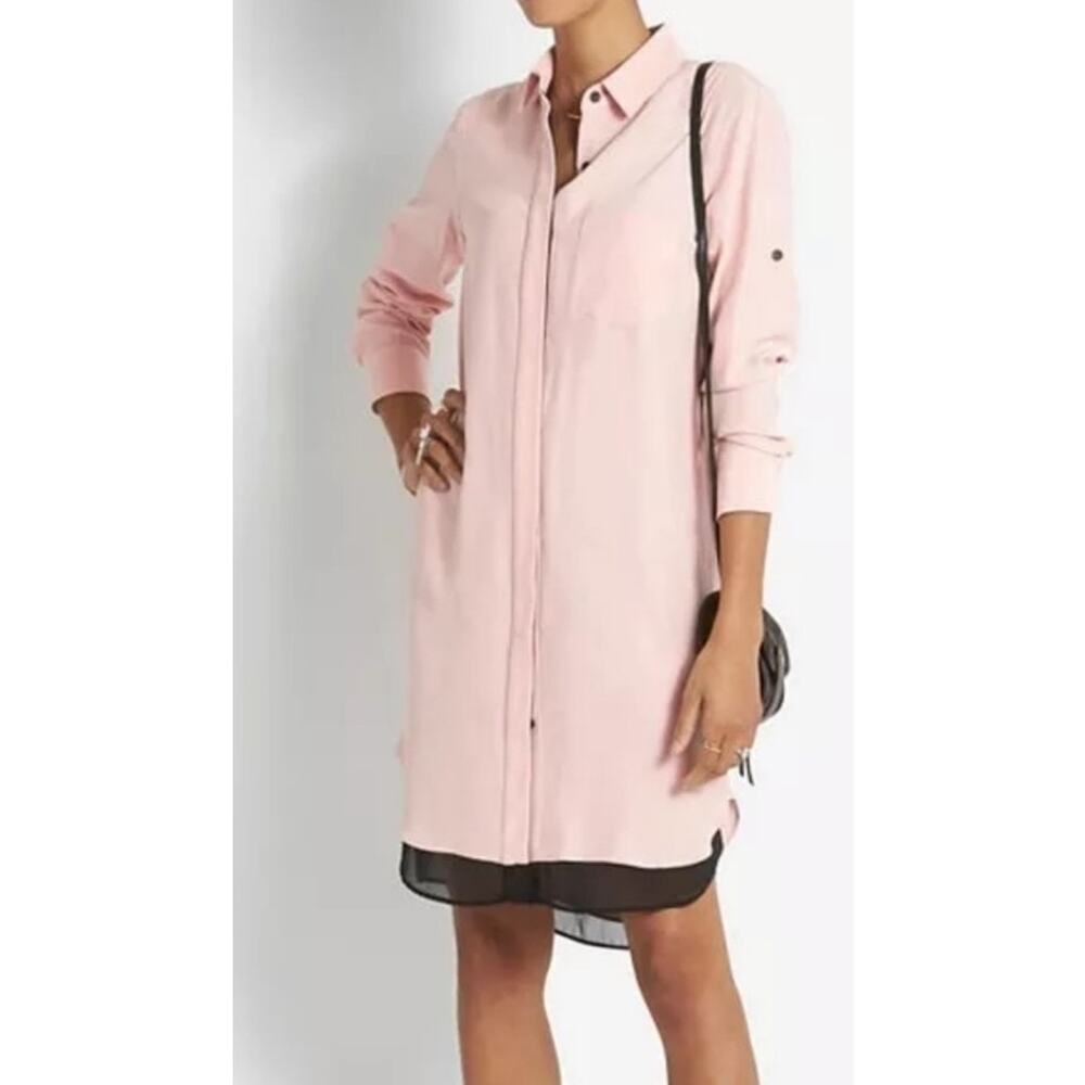 Rag & Bone Silk Double Layer Button Down Shirt Dress